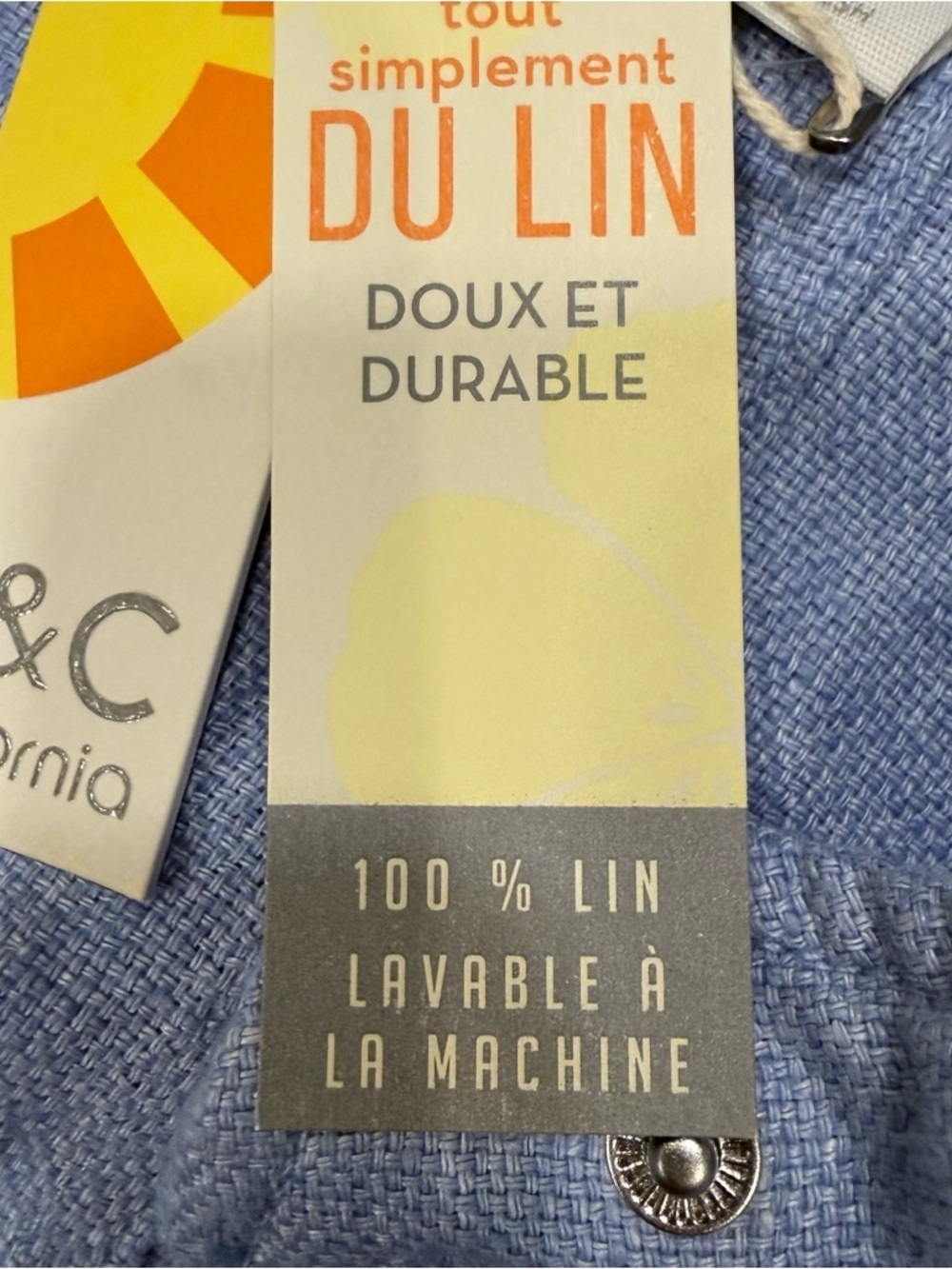 C & C California blue LINEN Utility Jacket Snap Close Pockets Sz M NWT - Picture 7 of 12